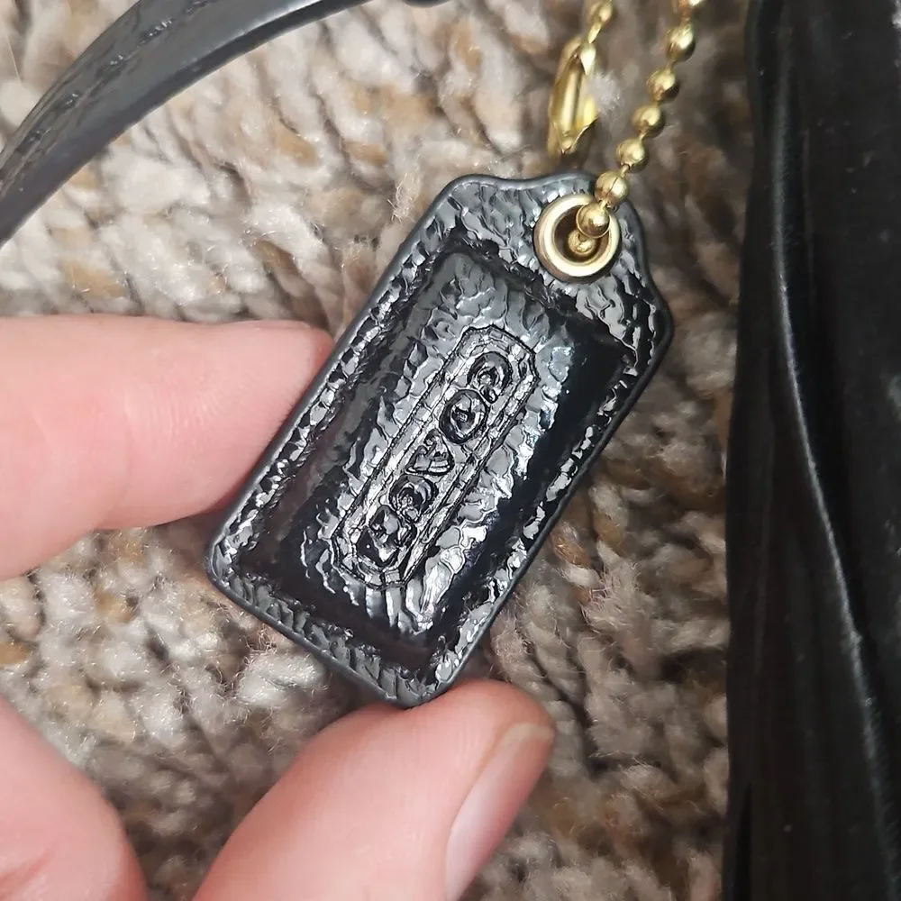 Coach Black Pleated Wristlet | Gold Tone Hardware | Hang Tag Included